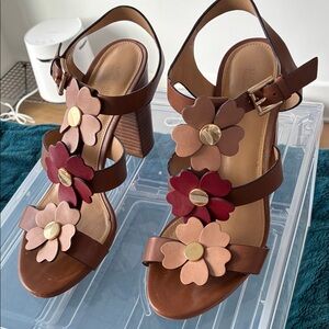 Michael Kors Brown and Red Floral Heels
